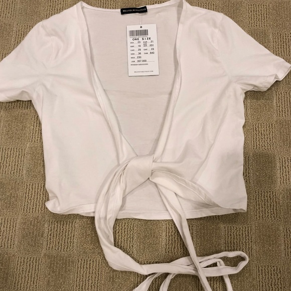 Brandy Melville WHITE Rae Wrap/Tie Front Top - Picture 4 of 4